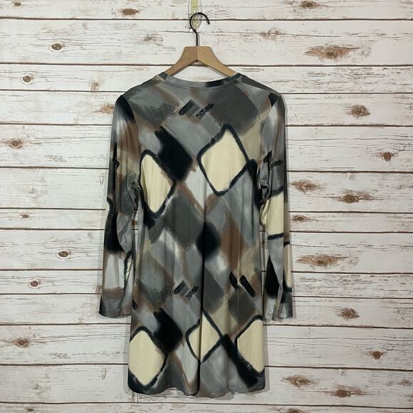 Q'Neel Neutral Printed Long Sleeve Tunic - US 8 - Picture 11 of 11